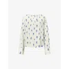 LOVECHILD LOVECHILD WOMEN'S BLUE DROPS VYRA DROP-PRINTED COTTON BLOUSE