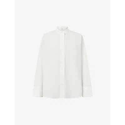 Lovechild Womens Egret Zuri Mandarin-collar Relaxed-fit Organic-cotton Shirt
