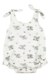 L'ovedbaby Baby Elephant Ruffle Organic Cotton Bubble Romper In Baby Elephant