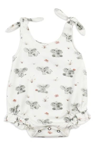 L'ovedbaby Baby Elephant Ruffle Organic Cotton Bubble Romper