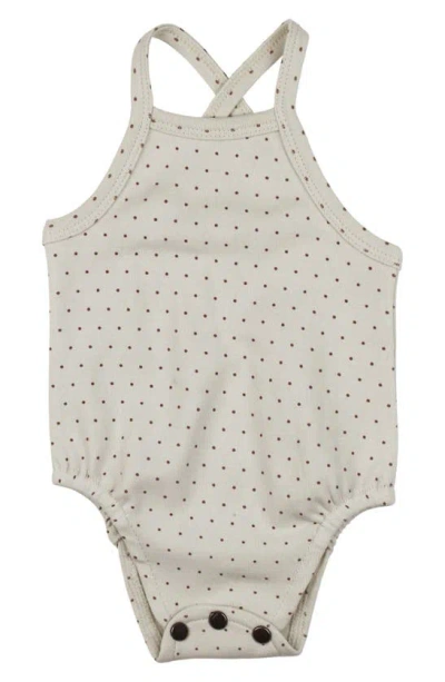 L'ovedbaby Babies' Crisscross Organic Cotton Bodysuit In Stone Dot