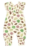 L'ovedbaby Cross Back Organic Cotton Romper In Buttercream Succulents