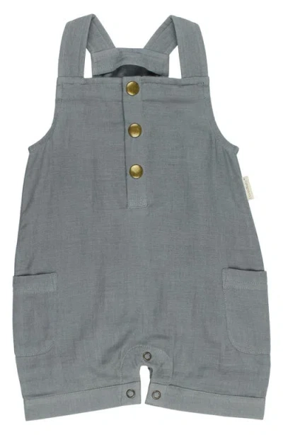 L'ovedbaby Cuffed Organic Cotton Muslin Romper In Gray