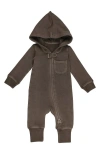 L'OVEDBABY L'OVEDBABY HOODED ORGANIC COTTON ZIP ROMPER