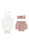 L'ovedbaby Organic Cotton Bodysuit, Bloomers & Headband Set