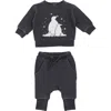 L'ovedbaby Organic Cotton Fleece Graphic Sweatshirt & Joggers Set In Black