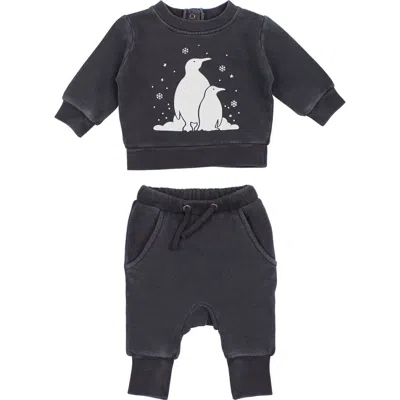 L'ovedbaby Organic Cotton Fleece Graphic Sweatshirt & Joggers Set In Black