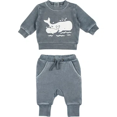 L'ovedbaby Organic Cotton Fleece Graphic Sweatshirt & Joggers Set In Blue