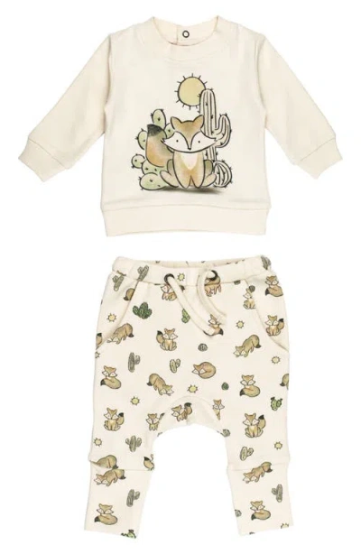 L'ovedbaby Organic Cotton Fleece Graphic Sweatshirt & Joggers Set In Neutral