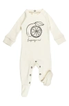 L'ovedbaby Babies' Organic Cotton Graphic Zip Footie In Buttercream Lemon