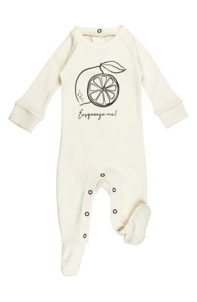 L'ovedbaby Babies' Organic Cotton Graphic Zip Footie In Buttercream Lemon