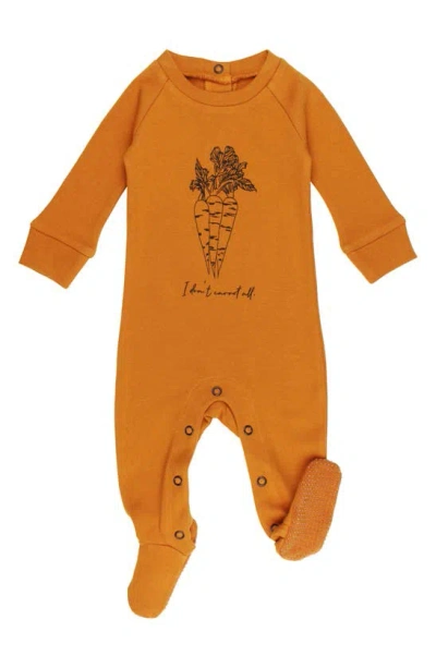 L'ovedbaby Babies' Organic Cotton Graphic Zip Footie In Butternut Carrots