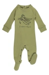 L'ovedbaby Babies' Organic Cotton Graphic Zip Footie In Sage Peas