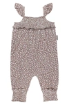 L'ovedbaby Organic Cotton Muslin Romper In Almond Floral