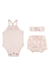 L'ovedbaby Organic Cotton Pointelle Bodysuit, Bloomers & Headband Set
