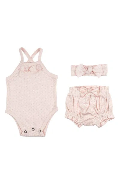 L'ovedbaby Organic Cotton Pointelle Bodysuit, Bloomers & Headband Set