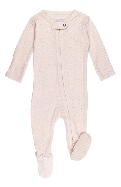 L'ovedbaby Organic Cotton Pointelle Zip Footie In Cotton Candy