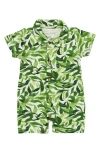 L'ovedbaby Organic Cotton Polo Romper In Green