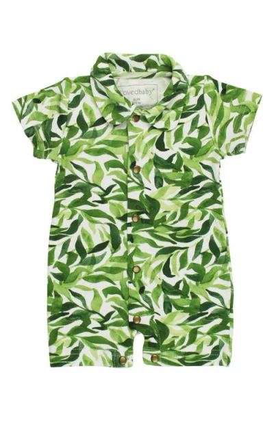 L'ovedbaby Organic Cotton Polo Romper In Green