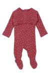 L'ovedbaby Smocked Organic Cotton Zip Footie In Appleberry Dots