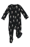 L'ovedbaby Organic Cotton Two-way Zip Footie In Dancing Skeletons