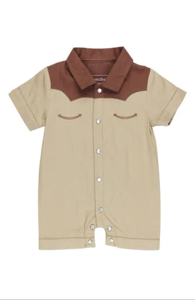 L'ovedbaby Organic Cotton Western Romper In Brown