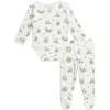 L'ovedbaby Panda Print Organic Cotton Faux Wrap Bodysuit & Footed Pants In Baby Panda