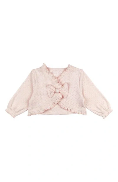 L'ovedbaby Pointelle Ruffle Organic Cotton Cardigan In Cotton Candy