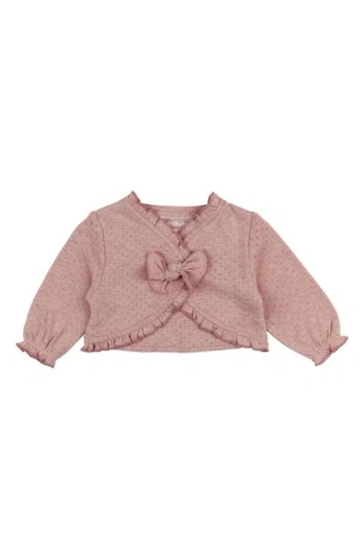 L'ovedbaby Pointelle Ruffle Organic Cotton Cardigan In Taffy