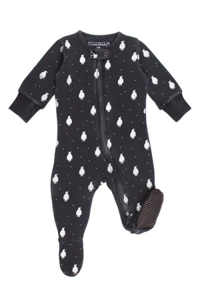 L'ovedbaby Print Fitted One-piece Organic Cotton Footie Pajamas In Black