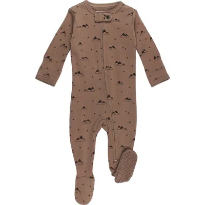 L'ovedbaby Print Fitted One-piece Organic Cotton Footie Pajamas In Brown
