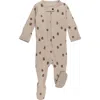 L'ovedbaby Print Fitted One-piece Organic Cotton Footie Pajamas In Brown