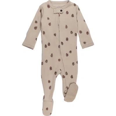 L'ovedbaby Print Fitted One-piece Organic Cotton Footie Pajamas In Brown