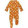 L'ovedbaby Print Fitted One-piece Organic Cotton Footie Pajamas In Orange