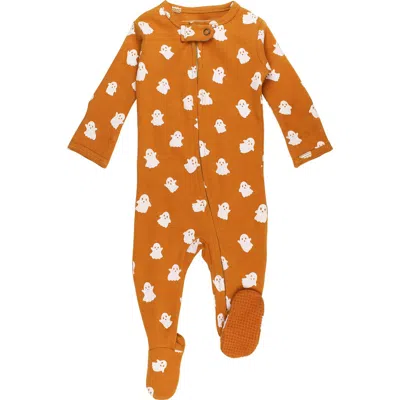 L'ovedbaby Print Fitted One-piece Organic Cotton Footie Pajamas In Orange