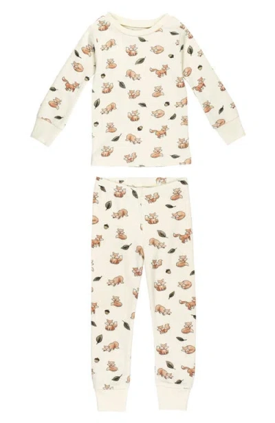 L'ovedbaby Print Fitted Organic Cotton Two-piece Pajamas In Foxy