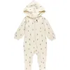 L'ovedbaby Print Organic Cotton Hooded Romper In Neutral