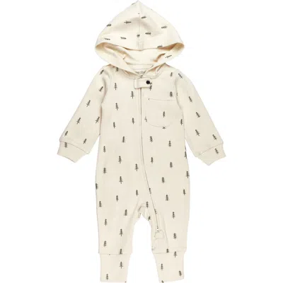 L'ovedbaby Print Organic Cotton Hooded Romper In Neutral
