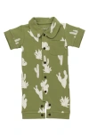 L'ovedbaby Print Organic Cotton Pocket Romper In Sage Cactus