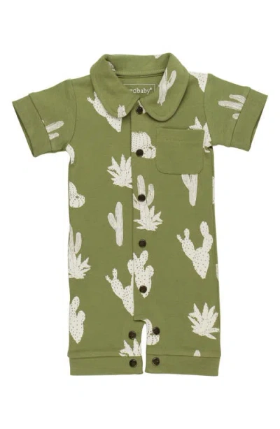 L'ovedbaby Print Organic Cotton Pocket Romper In Sage Cactus