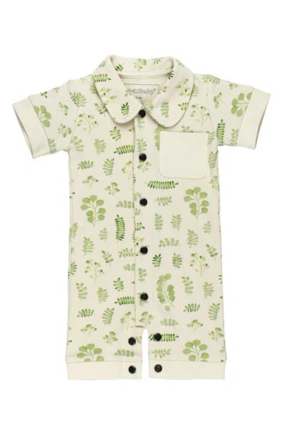 L'ovedbaby Print Organic Cotton Pocket Romper In Stone Botanica