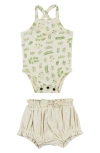 L'ovedbaby Print Organic Cotton Tank Bodysuit & Bloomers Set In Neutral