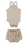 L'ovedbaby Organic Cotton Crossback Bodysuit & Bloomers In Brown