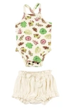 L'ovedbaby Print Organic Cotton Tank Bodysuit & Bloomers Set In Neutral