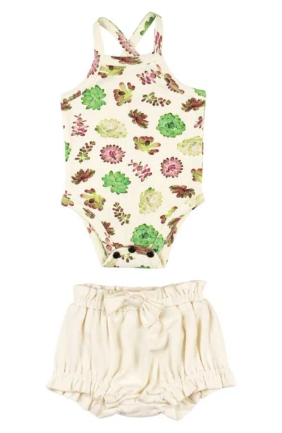 L'ovedbaby Print Organic Cotton Tank Bodysuit & Bloomers Set In Neutral