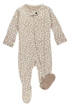 L'ovedbaby Print Organic Cotton Two-way Zip Footie In Oatmeal Ditsy Floral