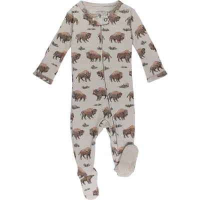 L'ovedbaby Print Organic Cotton Zip Footie In Neutral