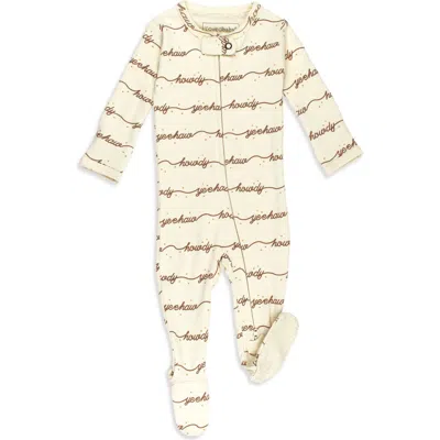 L'ovedbaby Print Organic Cotton Zip Footie In Nude
