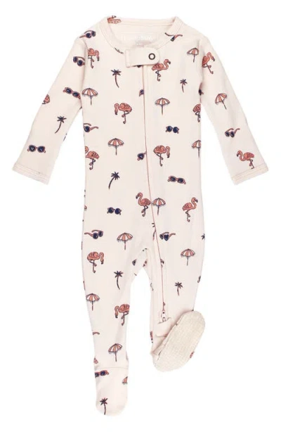 L'ovedbaby Print Organic Cotton Zip Footie In Pink