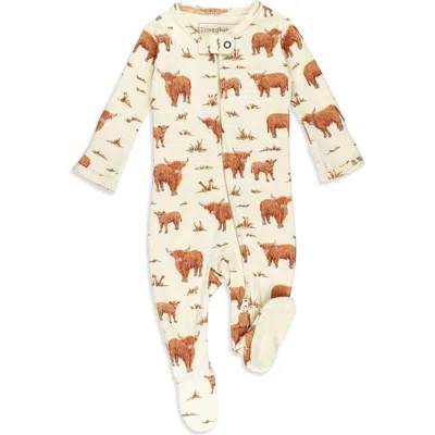 L'ovedbaby Print Organic Cotton Zip Footie In Yellow